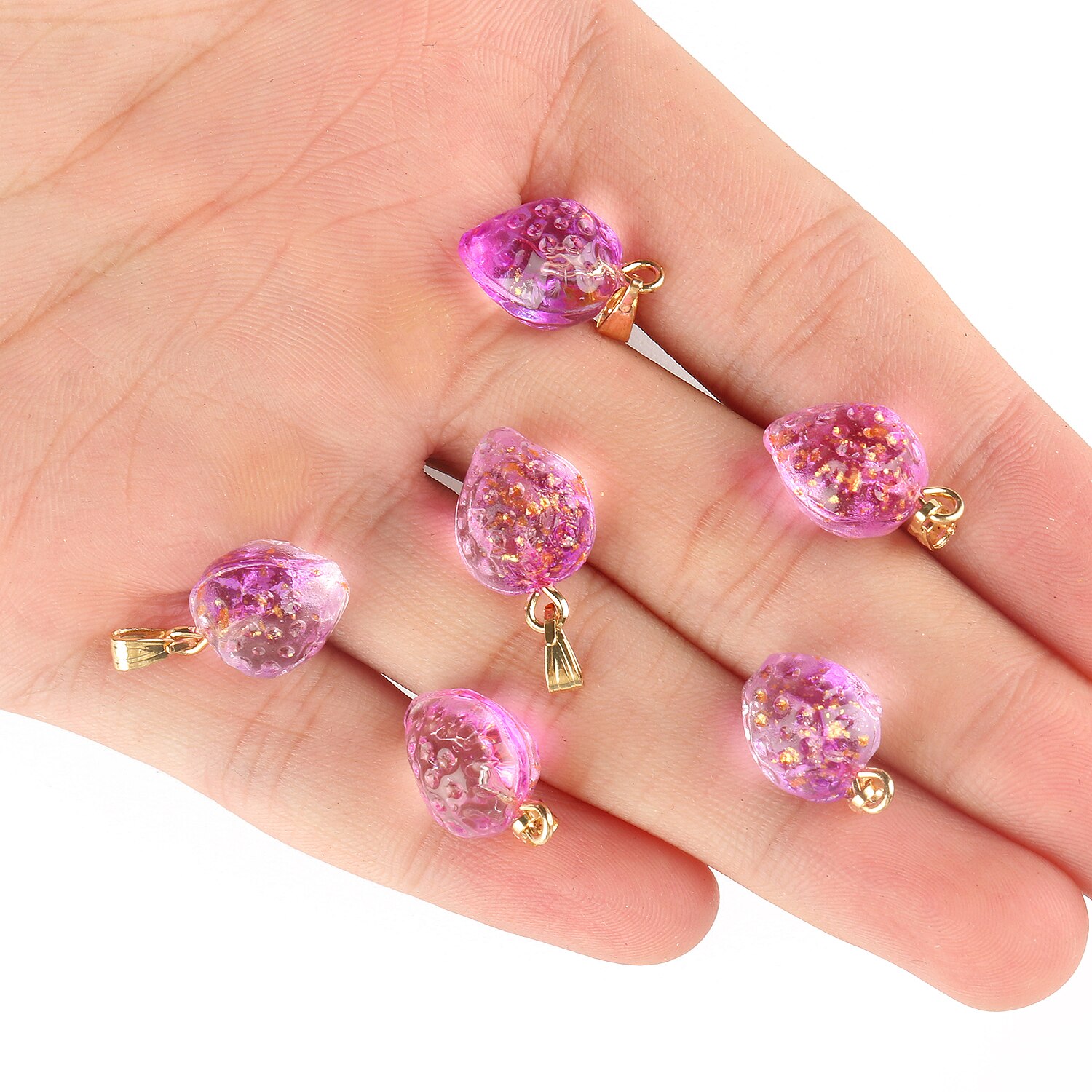 10Pcs Kleurrijke Tsjechische Lampwork Aardbei Hangers Fruit Glas Bedels Hanger Voor Ketting Sieraden Maken Diy Handgemaakte: gradient purple