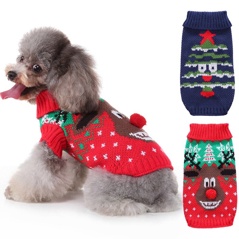 Kerstserie hondentrui wollen jassen chihuahua kerstman warme gebreide kleding puppy winteroutfits voor kleine en middelgrote huisdieren
