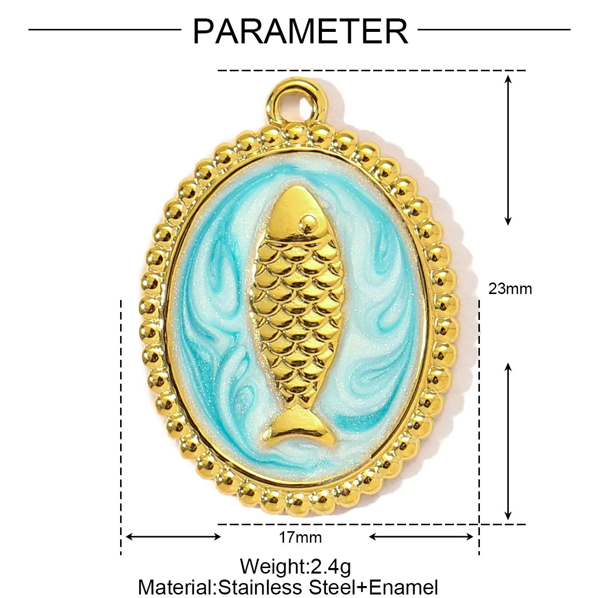 3 teile/los Edelstahl Fisch Knochen Meerjungfrau Schwanz Armbinde DIY Charme Frauen Hülse Krabben Conch Halskette Anhänger Herz Liebe Schmuck: Reines Gold Farbe