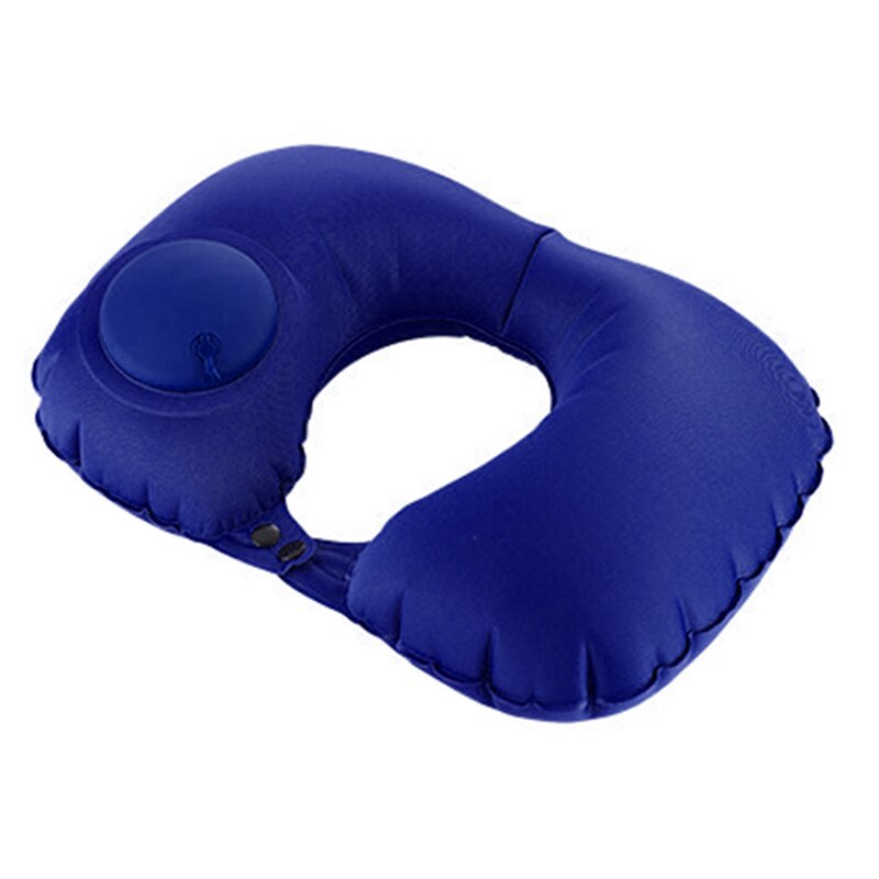 U-vormig kussen, draagbaar, automatisch opblaasbaar kussen, flocking u-kussen, opblaasbaar u-kussen met duwmechanisme ,  c44: Geel