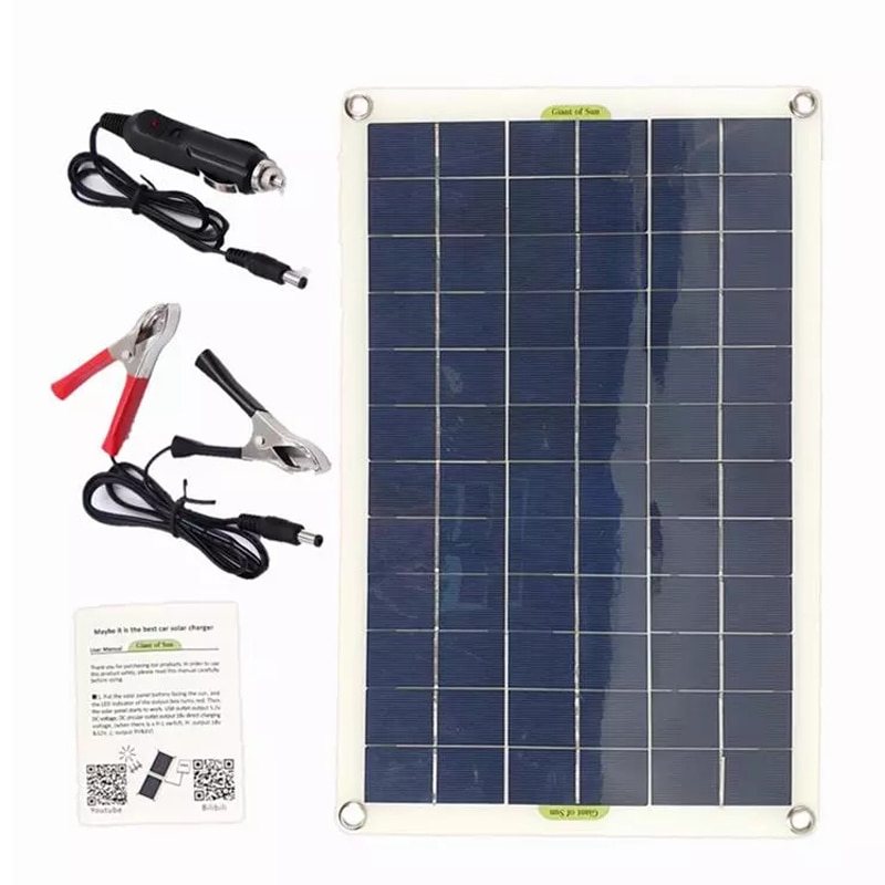 50W Solar Panel USB Output Solar Cells Poly Solar Panel for 12V/24V Battery Power Charger