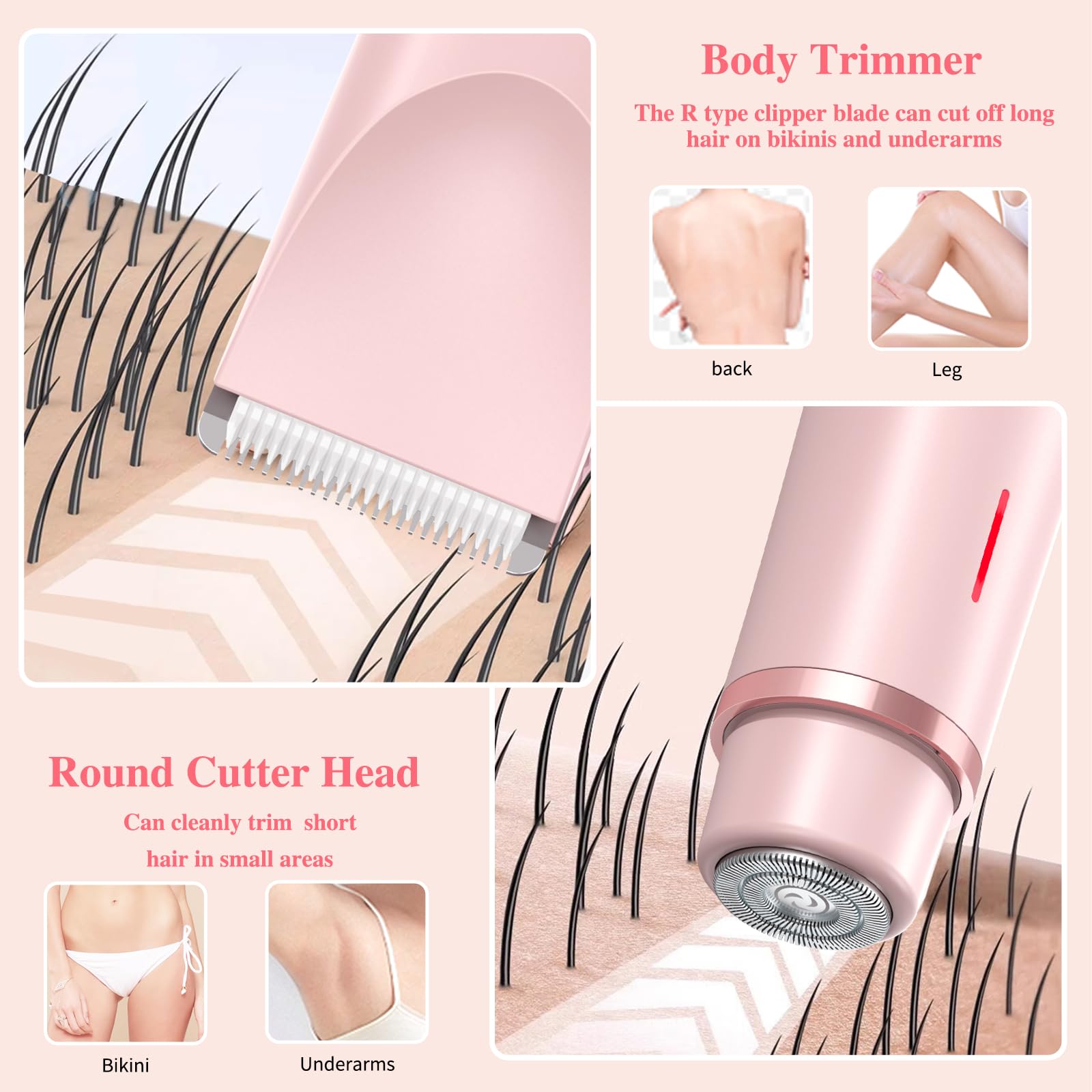 Vrouwen Elektrische Scheerapparaten 2 in 1 Dual-Head Pijnloos Bikini Trimmer Nat Droog Gebruik voor Dames Schaamhaar Afneembare Hoofd Elektrisch Scheerapparaat