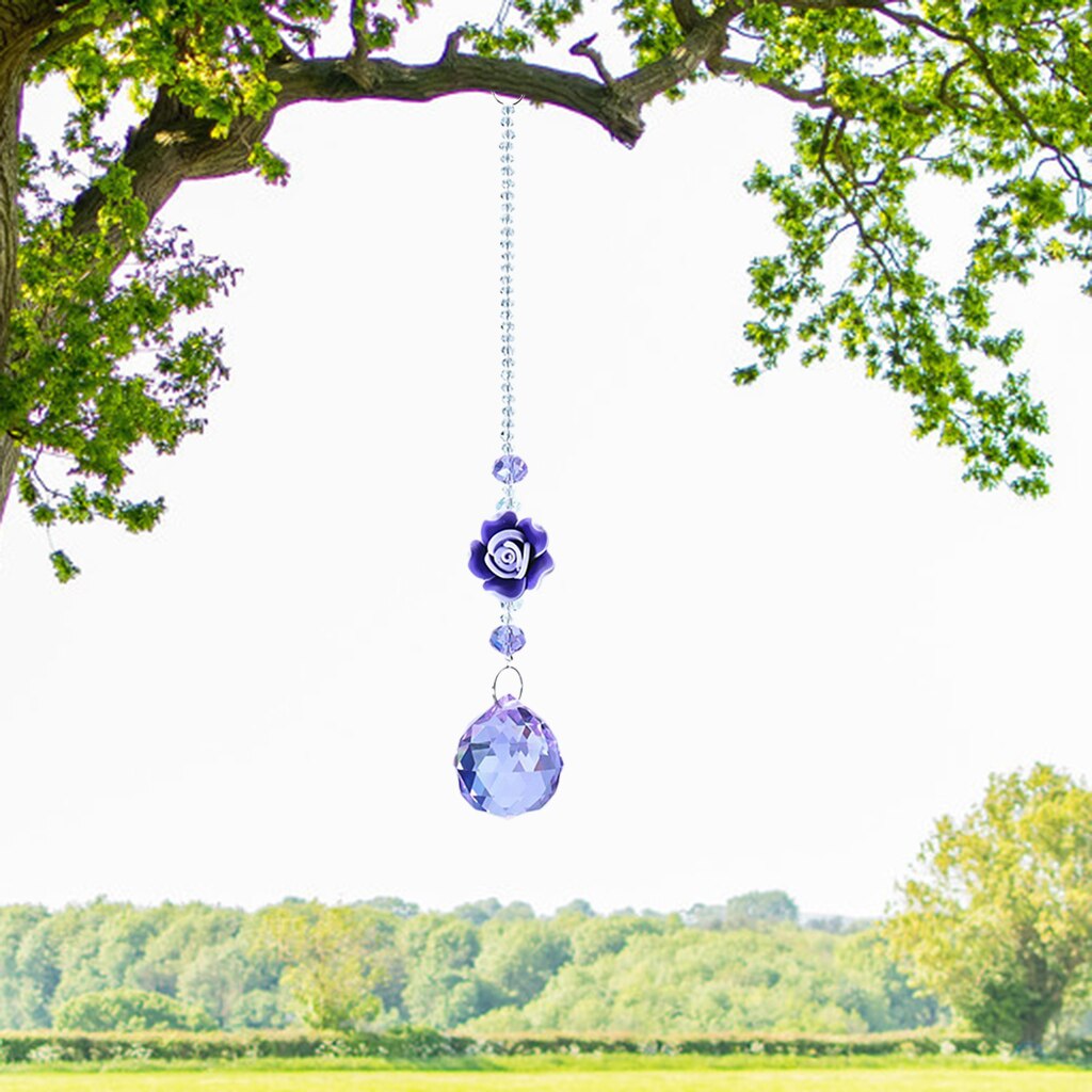 Crystal Rainbow Suncatcher Hanging Window Ornament Prism Raindrop Glass Ball Sunlight Reflector Home Decor: Purple 30mm