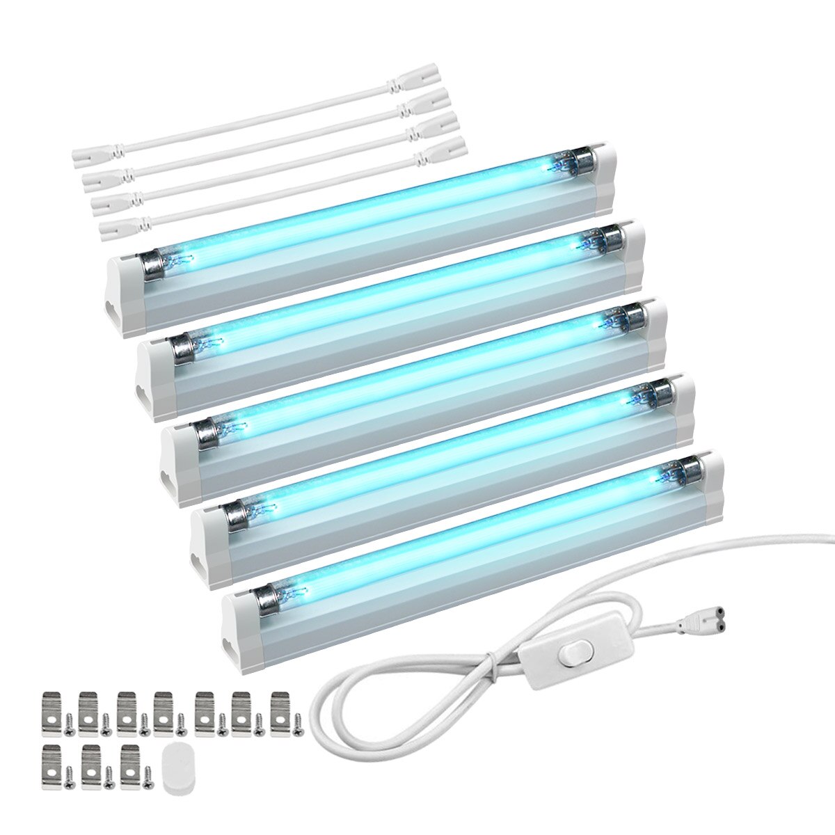 5Pcs 110V 220V Quartz Ultraviolet Led Lamp Cabinet Germicidal T5 Tube Bulb 6W8W Home kitchen Closet TV Bench UV Sterilizer Light: 5PCS With Plug / 220V / 6W