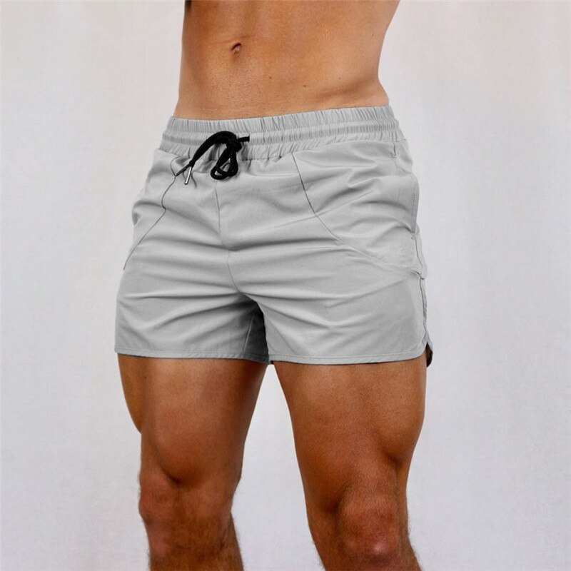 Pantalones cortos de gimnasio para hombre, Shorts deportivos para correr, Fitness, secado, tenis, baloncesto, deporte de fútbol, entrenamiento, novedad de: gray / L