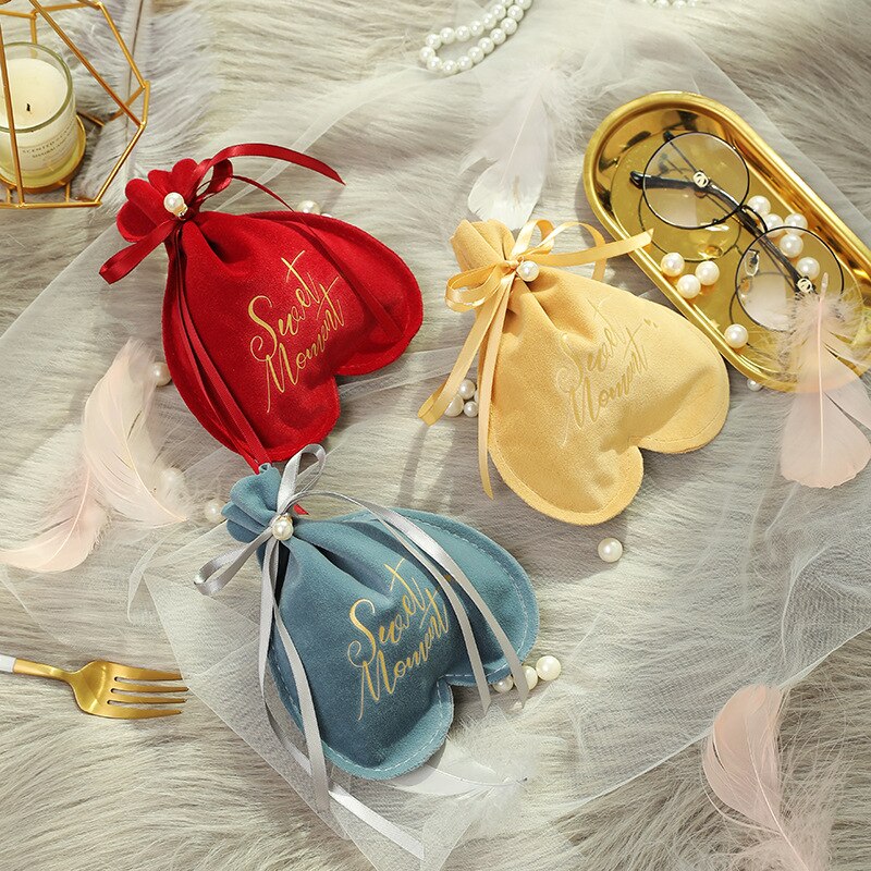 Liefdeshart snoepzakjes fluwelen zakje chocolade babyshower bruiloft bedankjes zakje verjaardagsfeest benodigdheden