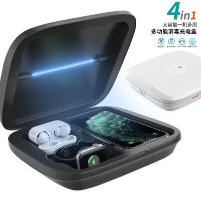 4 in 1 Multifunctional UV Sterilizer Disinfection Box Apple Watch Airpods Sterilization Box Wireless Charging Box for iphone X