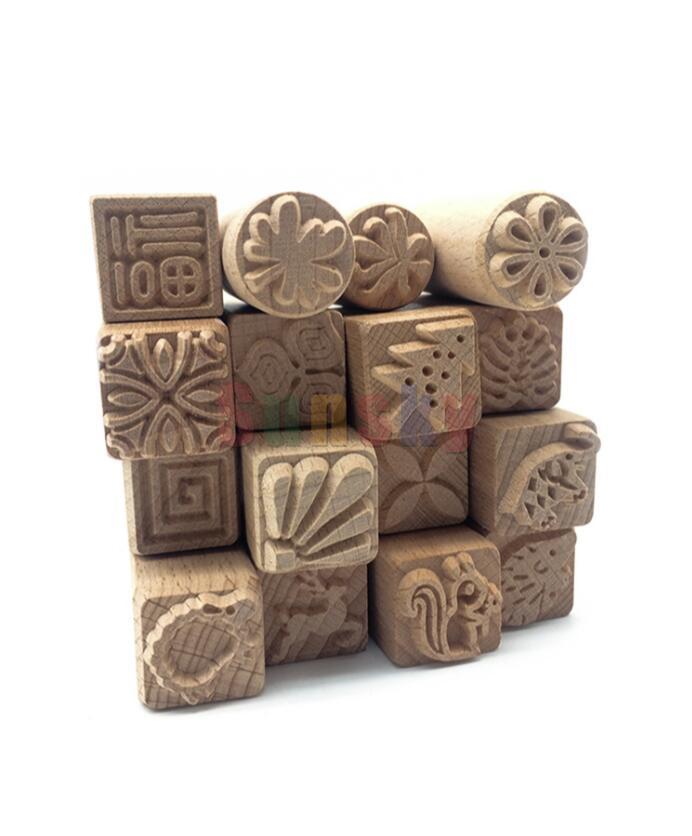 pottery Ceramic Tool Wood Texture stamp Pure Solid Wood Printing Tool