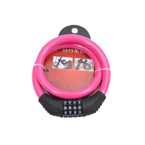Anti-theft Bicycle Combination Lock Mountain Bike Bicycle Steel Cable 4-Digit Number Security Coded Combination Lock: Pink