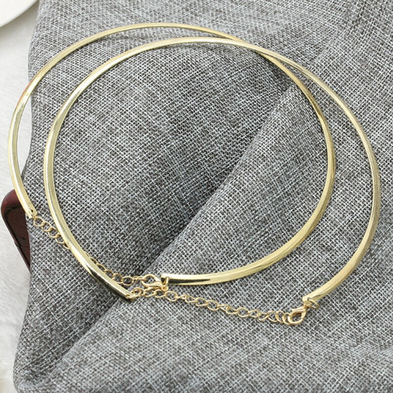 1Pc Punk Simple Round Circle Torques for Women Ladies Metal Gold Silver Wire Necklace Collar Choker Jewelry