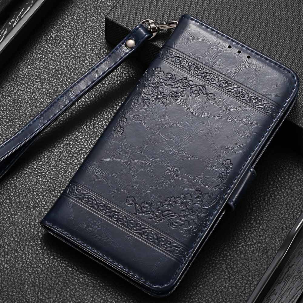 Vintage Wallet Flip Case for Digma LINX Trix 4G Case with Strap Stand Luxury PU Leather Cover Case Fundas: Y Blue