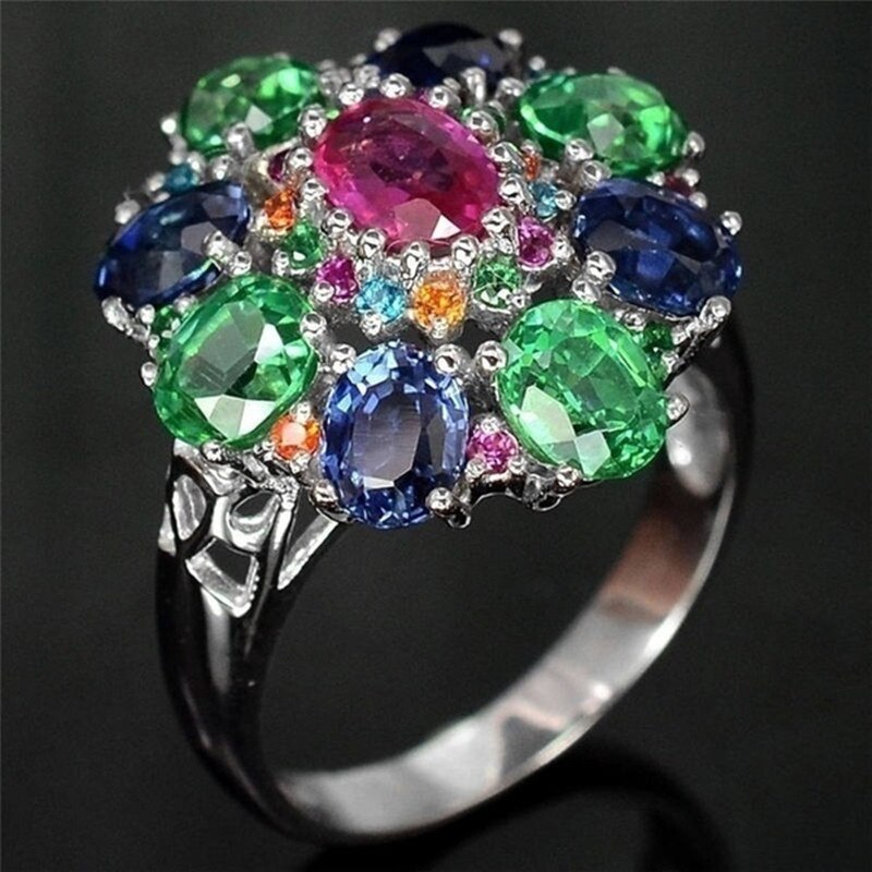 FDLK-anillo Floral multinivel Oval para mujer, joyería de , anillo de novia casamiento compromiso con diamantes de imitación