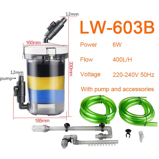 sunsun pre-filter biochemical fish tank filter barrel ultra-quiet transparent external aquarium filter bucket: LW-603B / EU Plug