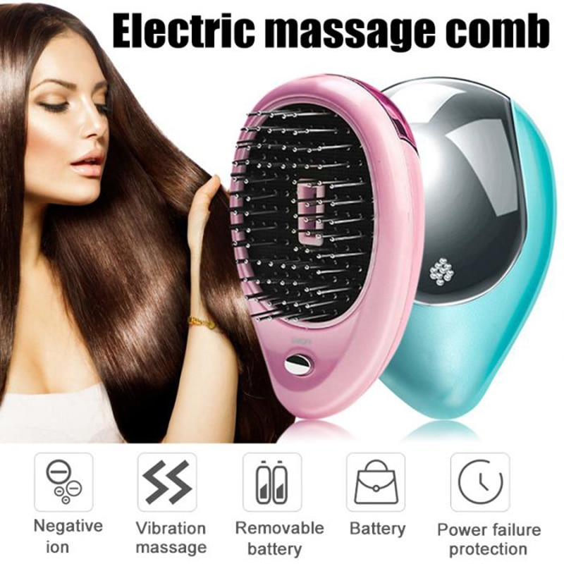 1 stücke Magie Tragbare Elektrische ionisch Haarbürsten Elektrische Massage Kämme Mini Ionen Vibration Haar Pinsel Kopf Massagegerät Haar Salon