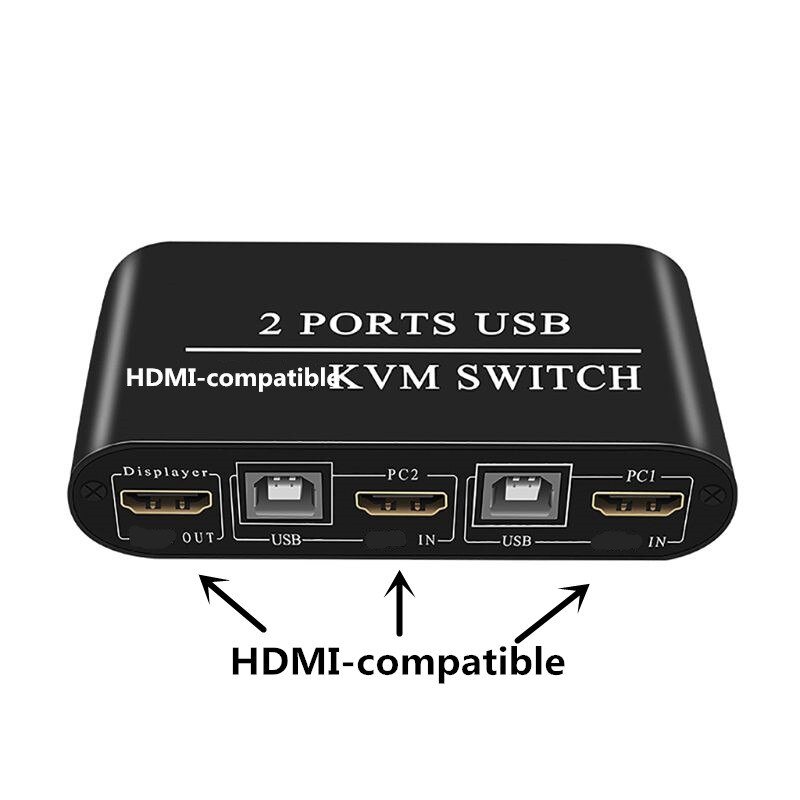 4K High Definition HDMI KVM Switch 2-Port USB Manual Switcher Box Keyboard Mouse Splitter