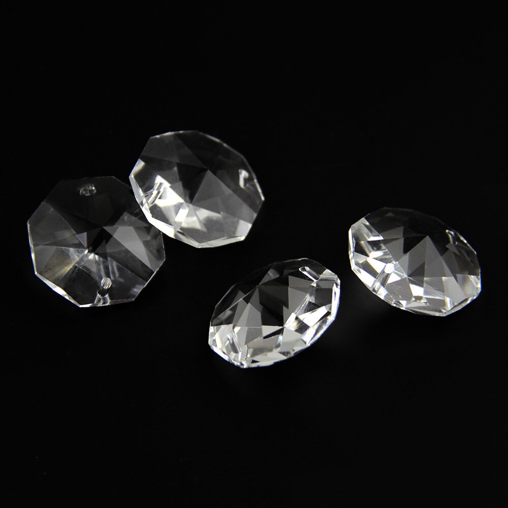 10 st/lot 28mm 2 hål kristall oktagon pärlor kristall ljuskrona prism pärlor