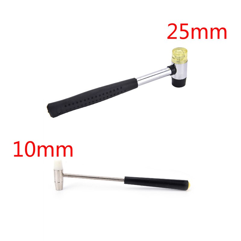 Mini martillo de goma de doble cara para el hogar, herramienta de mano de 10mm y 25mm con cabeza de nailon doméstica, para joyería, artesanía y bricolaje