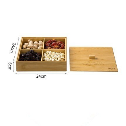 Kinesiskt snack godis förvaringsbricka trä partition torkad frukt mat förvaringsbox hållare hem nötter frukt melon organizer case: Stil 1