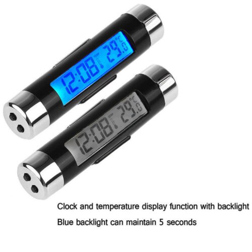 Zwart Dashboard Digitale Auto Lcd Backlight Kalender Klok Blauw Thermometer Tijd