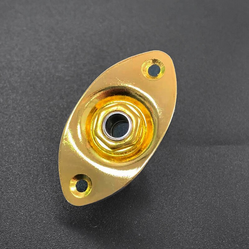 Firkantet plade guitar bas 1/4 output input jack stik til elektrisk guitar sort guld krom gutiar dele: Ovalt guld