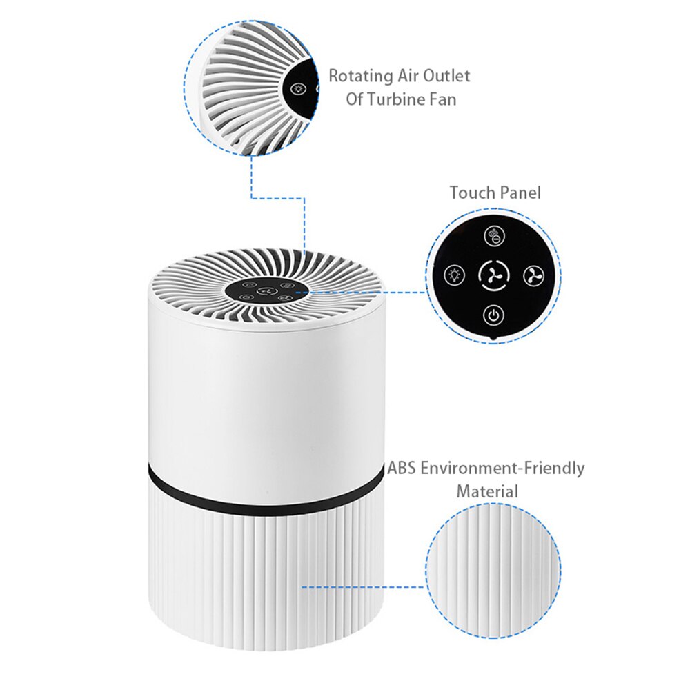 HEPA Smart Desktop Activated carbon Ionizer Air Purifier A19 With Air Indicator