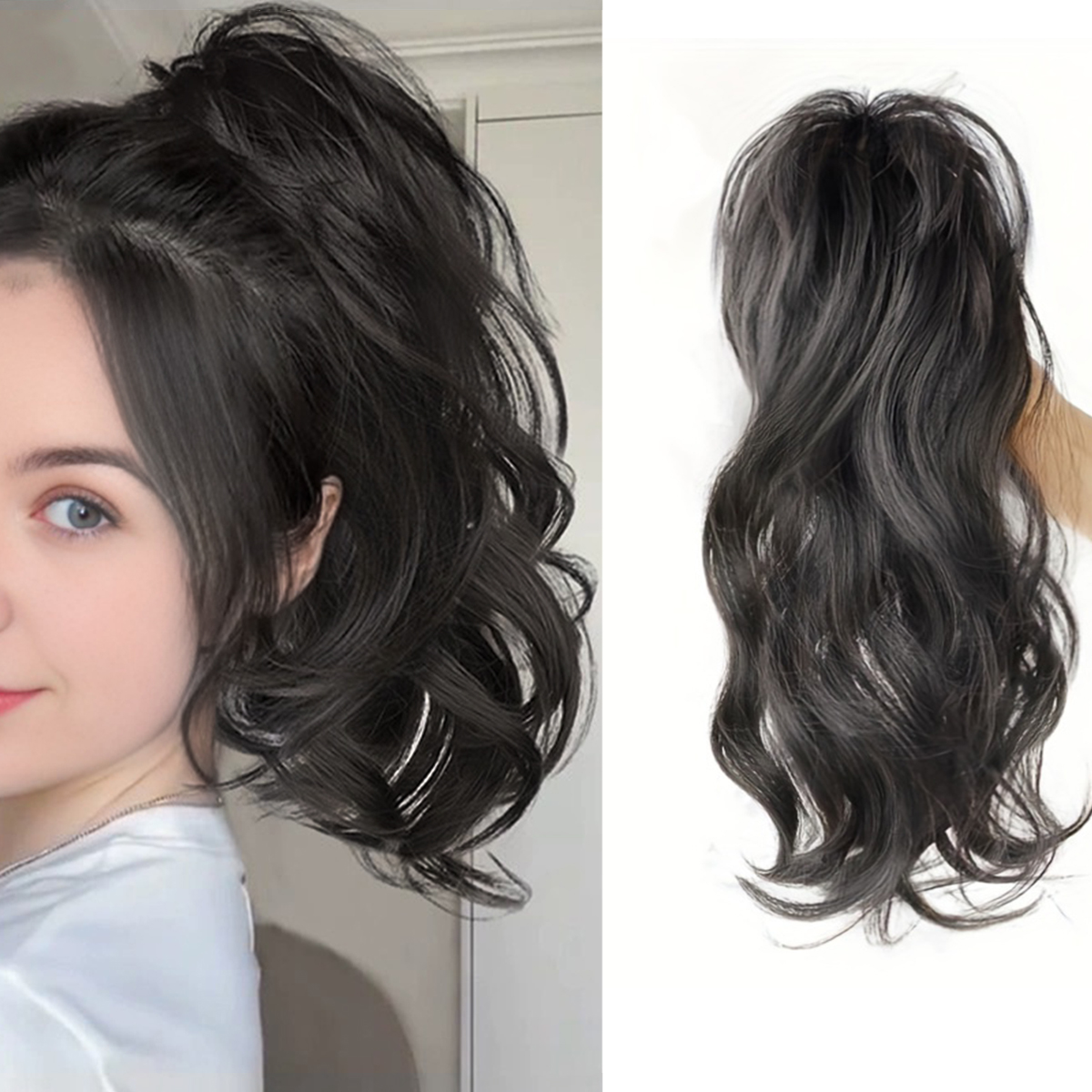 14-Inch Curly Wavy Synthetic Ponytail Effortlessly Chic Hairpiece with Easy Claw Attachment Style for Women