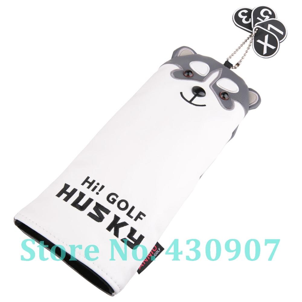 1pc golfkøller hybrid hovedbetræk blødt pu læder med husky formet hybrid hovedbetræk uden tag 3 5 7 x