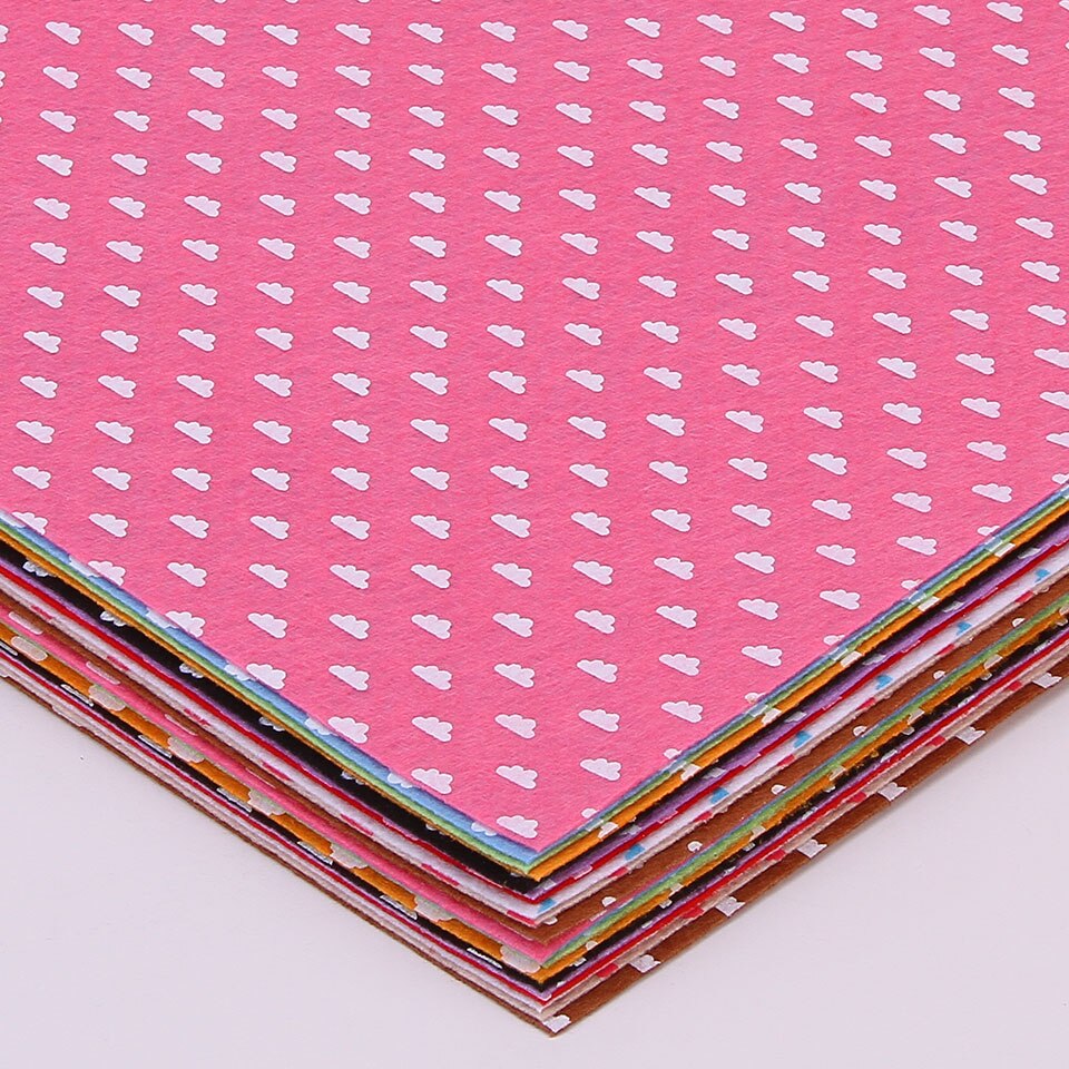Printed Cloud Felt Pattern Fabric 30X30CM For DIY Handmade Nonwoven Craft kids Felt Book Material Cloth 10Pcs/Set