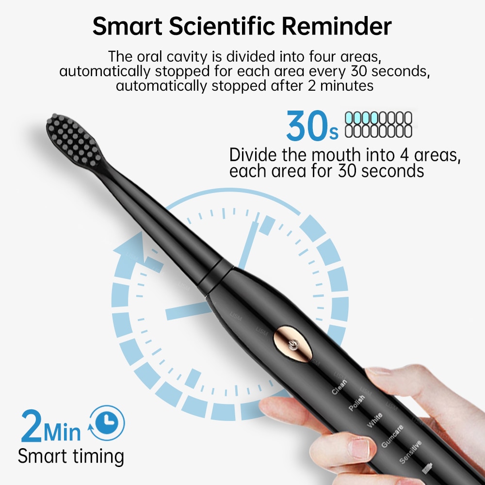 5 modus Smart Elektrische Zahnbürste Automatische Ultra sonic Sonic Zahnbürste Erwachsene IPX7 Wasserdichte USB Aufladbare Zähne Pinsel