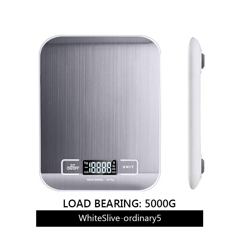 Digital Multi-Function Food Kitchen Scale 11lb/ 22lb 5kg/ 10kg Stainless Steel Platform LCD Display Grams Ounces Cooking Baking:  White-ordinary5