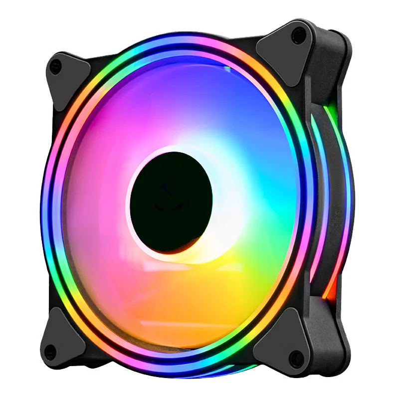 Desktop-Computer-Gehäuselüfter, 12 cm, RGB-Beleuchtung, Wasserkühlung, reine Farbe, Lüfter, Desktop-PC, Turmkühlersystem, Gaming-CPU-Kühlkörper
