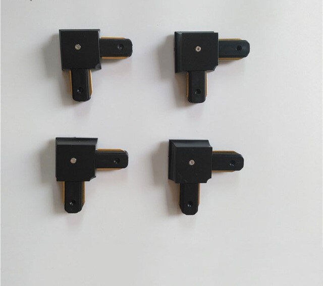 4 stuks LED track rail 2 Draad Universele Rail Connector Voor Moderne Lamp 0.5M dikke aluminium spoor licht LED spotlight rails: 4 connector black L