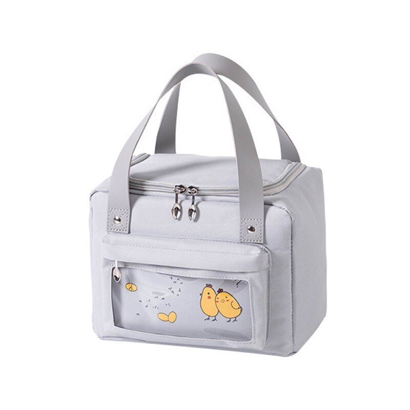 Portable Lunch Bag Thermal Insulated Lunch Box Tote Cooler Bento Pouch Dinner Container Children&#39;s Meal Pack Food Storage Bags: Gray