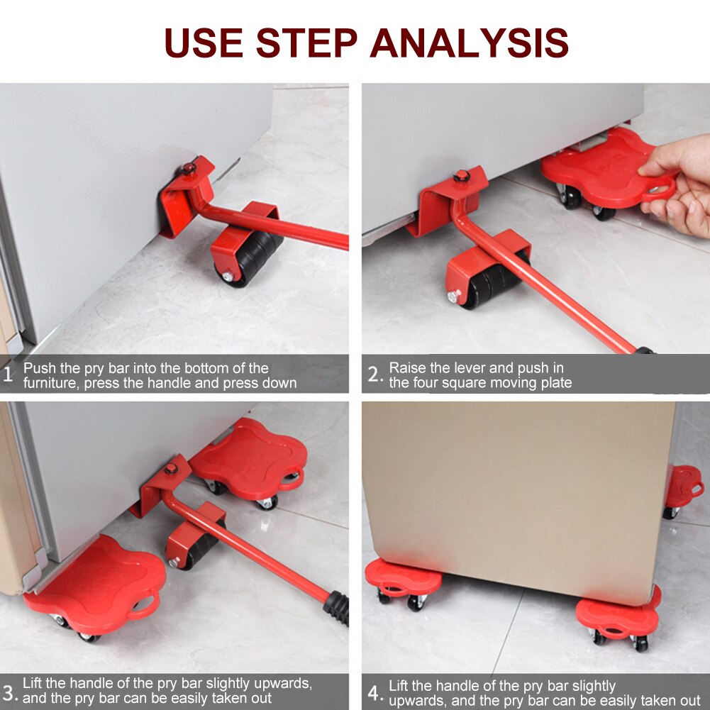 5-Piece Furniture Mover Lifter Kit – Heavy-Duty Sliding Rollers With 360° Rotating Pads, Easy And Safe Furniture Moving