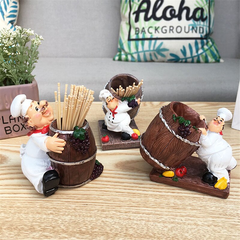 American Pastoral Cute Fat Chef Toothpick Holder Household Personality Simple Kitchen Restaurant Storage Box