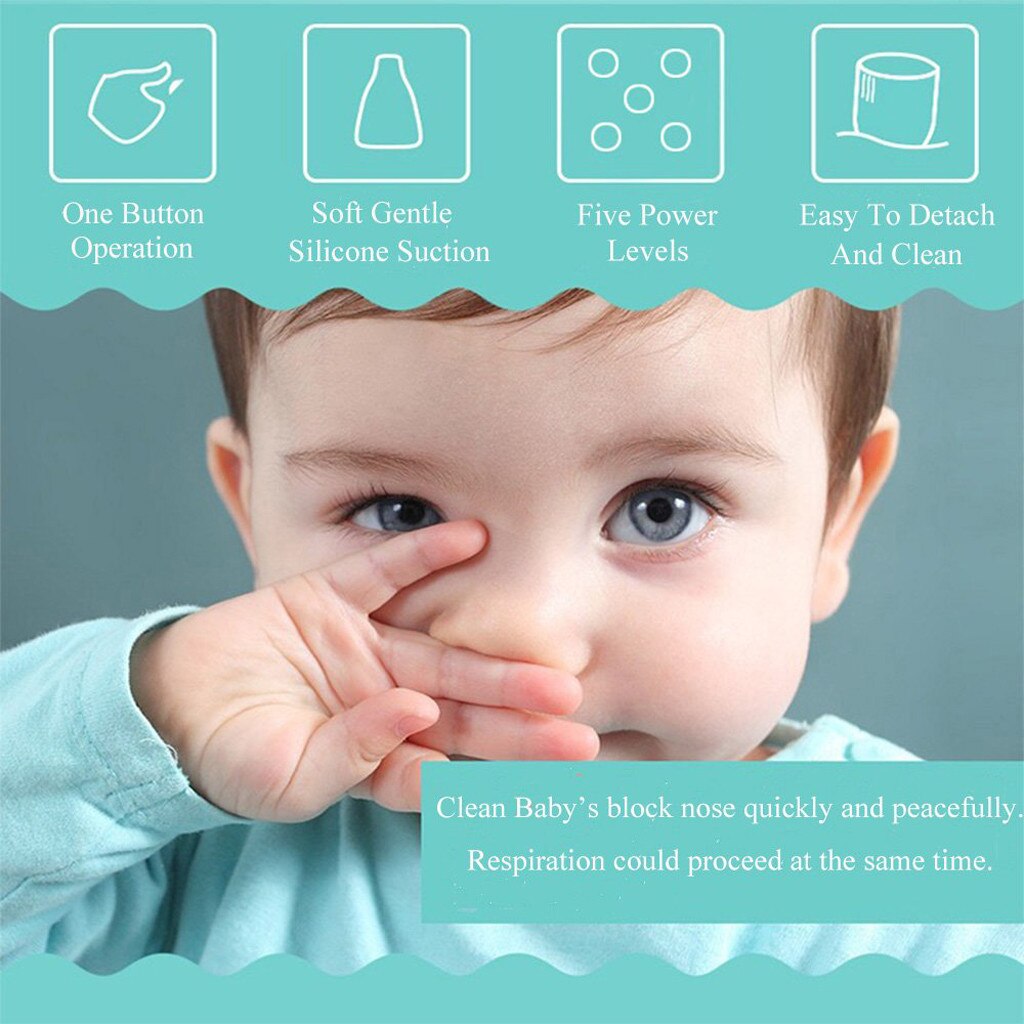 Baby Nasal Aspirator Electric Safe Hygienic Nose Cleaner With 2 Sizes Of Nose Tips And Oral Snot Sucker For Newborns Boy Girls