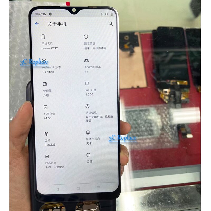 Original 6.5" For Oppo Realme C21Y RMX3261 LCD DIsplay Touch Screen Digitizer Panel Assembly / With Frame Replacement