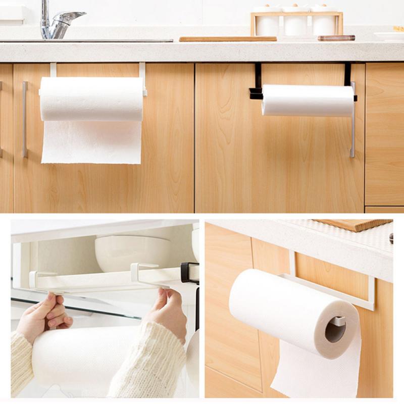 Køkkenrulleholder papir toilet håndklæde hylde skab opbevaring punch free stativer køkken papir holdere sticke stativ jern rulle holder