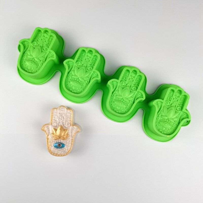 Lotus In De Palm Zeep Mold Khamsah Hamsa Hand Epoxyhars Siliconen Mal Hand Van Fatima Kaars Hars Gieten Mallen gereedschap