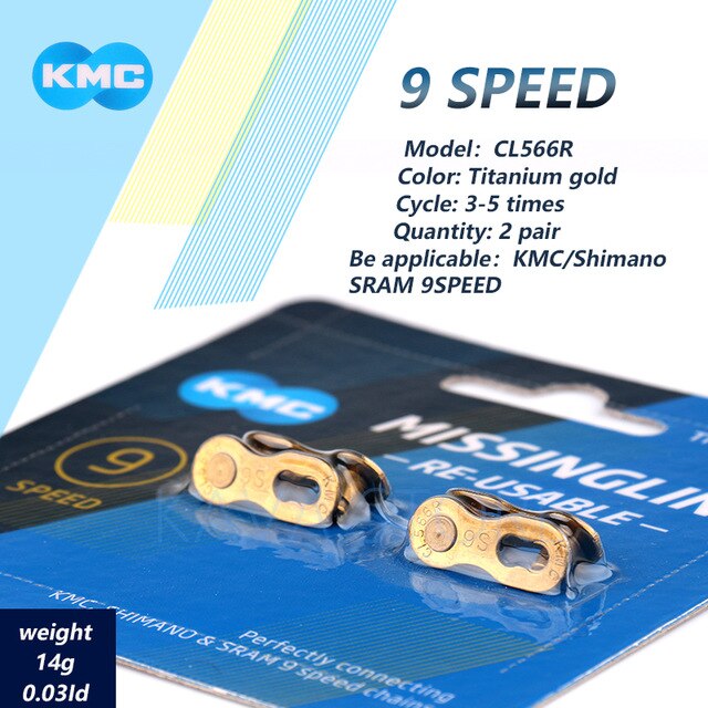 2 Pairs Kmc Fietsketting Ontbrekende Link 6/7/8/9/10/11/12 Speed Fietsen herbruikbare Ketting Magische Sluiting Zilver Goud: 9S CL566R Gold