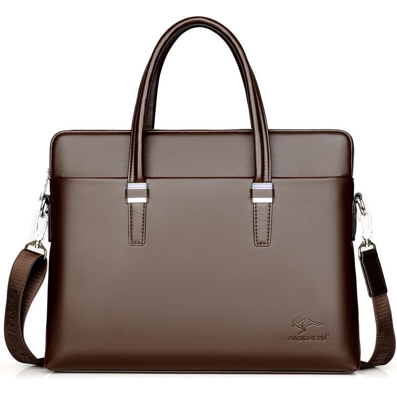 Men's PU Leather Briefcase - Business Shoulder Bag for Documents & Laptop