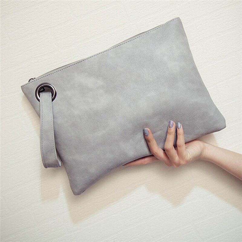 Solid Handtas Vrouwen Clutch Bag Leer Vrouwen Envelop Tas Rits Avondtasje Vrouwelijke Koppelingen Handtas