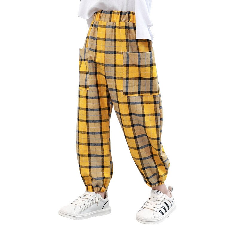 Tienerjongens broek herfst casual sport losse retro kinderen jongens geruite broek student kinderen broeken 6 8 10 12 jaar