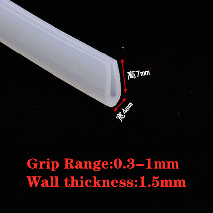 2 meters U-channel Silicone rubber shower door glass sealing tape Edge trim weathering edge guard: 4x7
