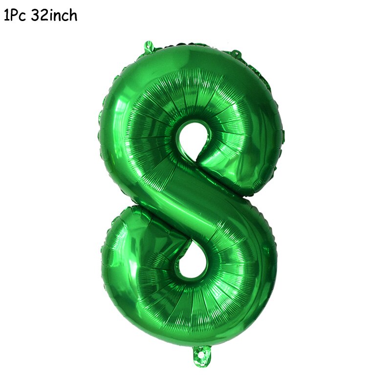 11Pcs Green Foil Number Balloons Dinosaur Latex Balloon Kids Jungle Theme Birthday Safari Forest Party Decorations Baby Shower: 32inch number8