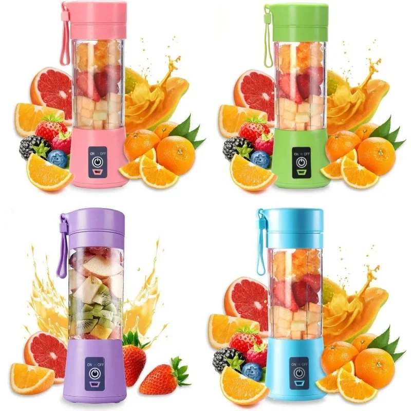 Mini licuadora portátil de 380ML para batidos y batidos, exprimidor de frutas de viaje recargable por USB, vaso de jugo para licuadora de frutas manual