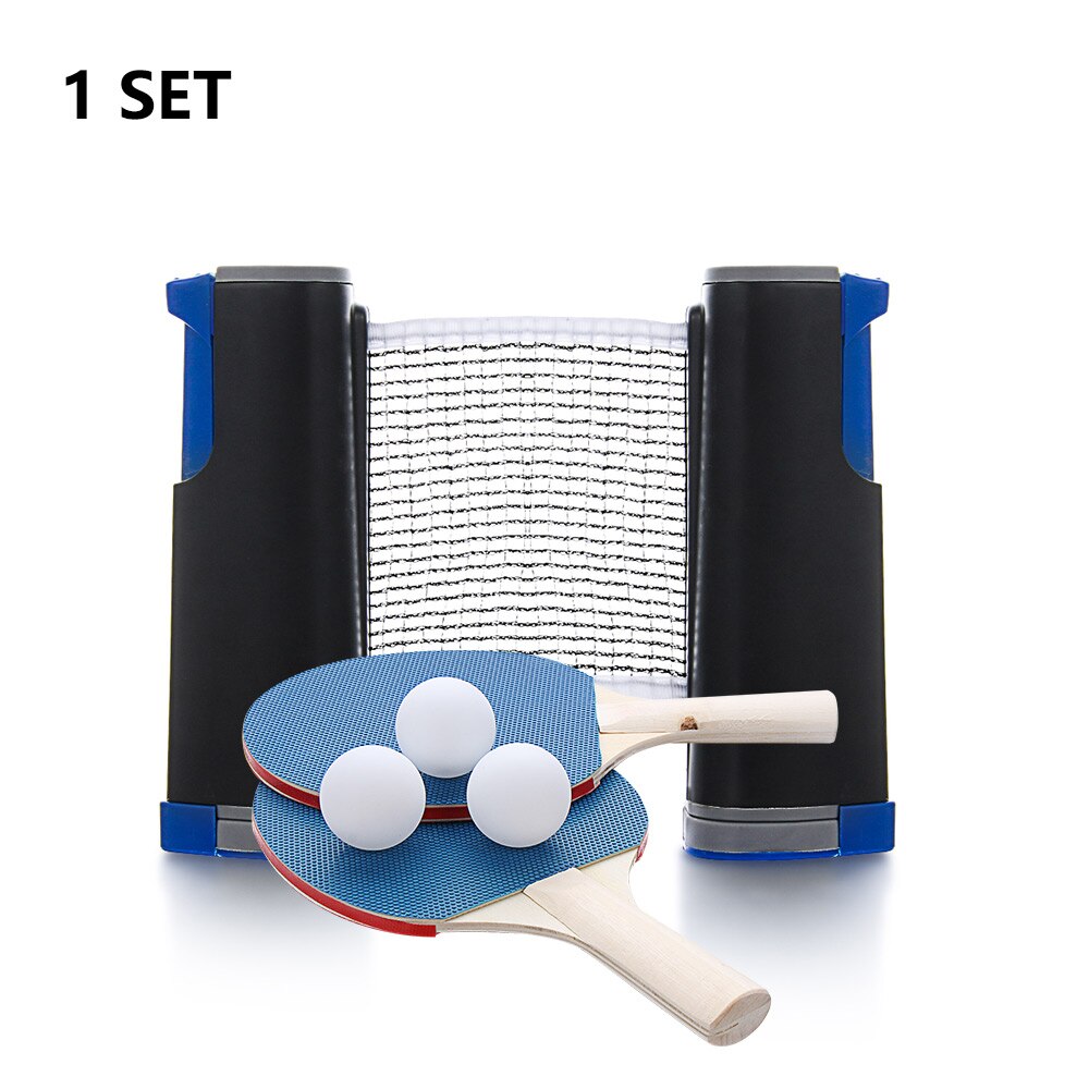 Portable Table Tennis Net and Post Sets with Extendable Mini Posts Bats Balls Ping Pong Paddle Set Training Accessories: 1 SET