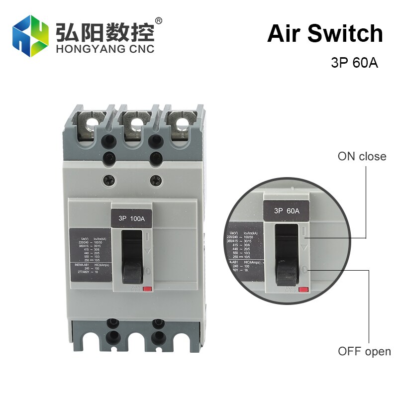 60A Molded Case Circuit Breaker 3P Three-Phase Air Switch Household Switch Switch Overload Short Circuit Protector Power Switch