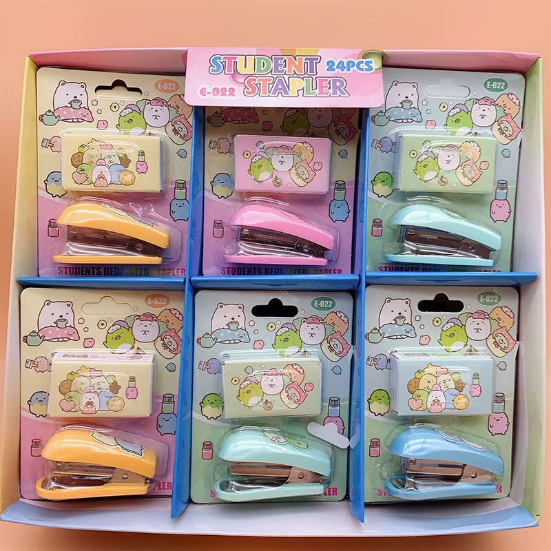 Mini agrafeuse à avocat dessin animé, 12 pièces/lot, agrafeuse avec agrafes No.10, fournitures scolaires et de bureau