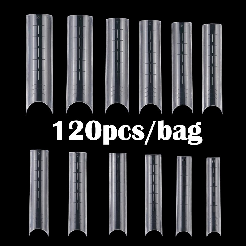 Kit de moldes para puntas de uñas, gel acrílico de construcción rápida, UV, plástico de buena , para extensión de uñas, estilo francés,: A 120pcs with bag